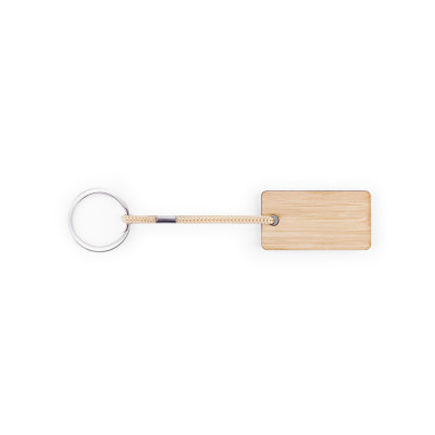HOPPS. Rectangular bamboo keyring with PET cord